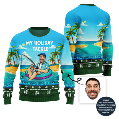 Funny Holiday Tackle Custom Fishing Ugly Xmas Sweater