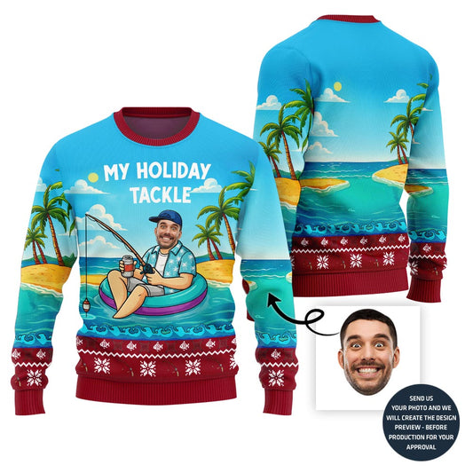 Funny Holiday Tackle Custom Fishing Ugly Xmas Sweater