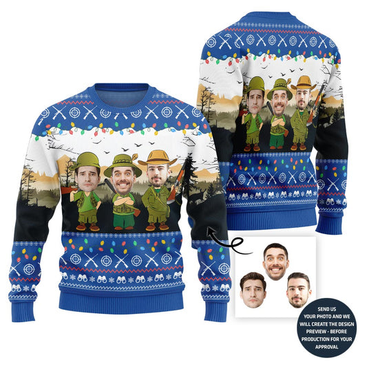Funny Hunting Team Custom Face Ugly Christmas Sweater