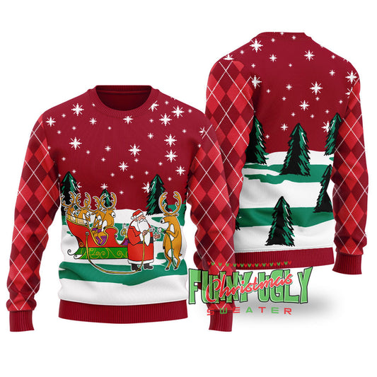 Funny Hyperid Sleigh Ugly Christmas Sweater Cardinal Red