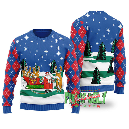 Funny Hyperid Sleigh Ugly Christmas Sweater Royal