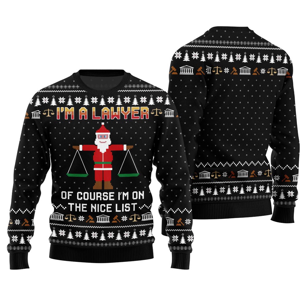 Funny I Am Lawyer Ugly Christmas Sweater Black