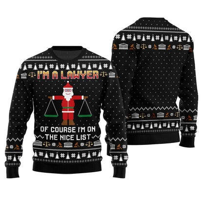 Funny I Am Lawyer Ugly Christmas Sweater Black