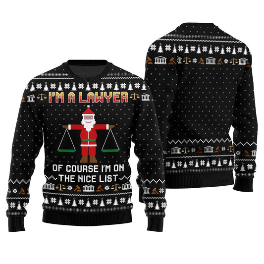 Funny I Am Lawyer Ugly Christmas Sweater Black