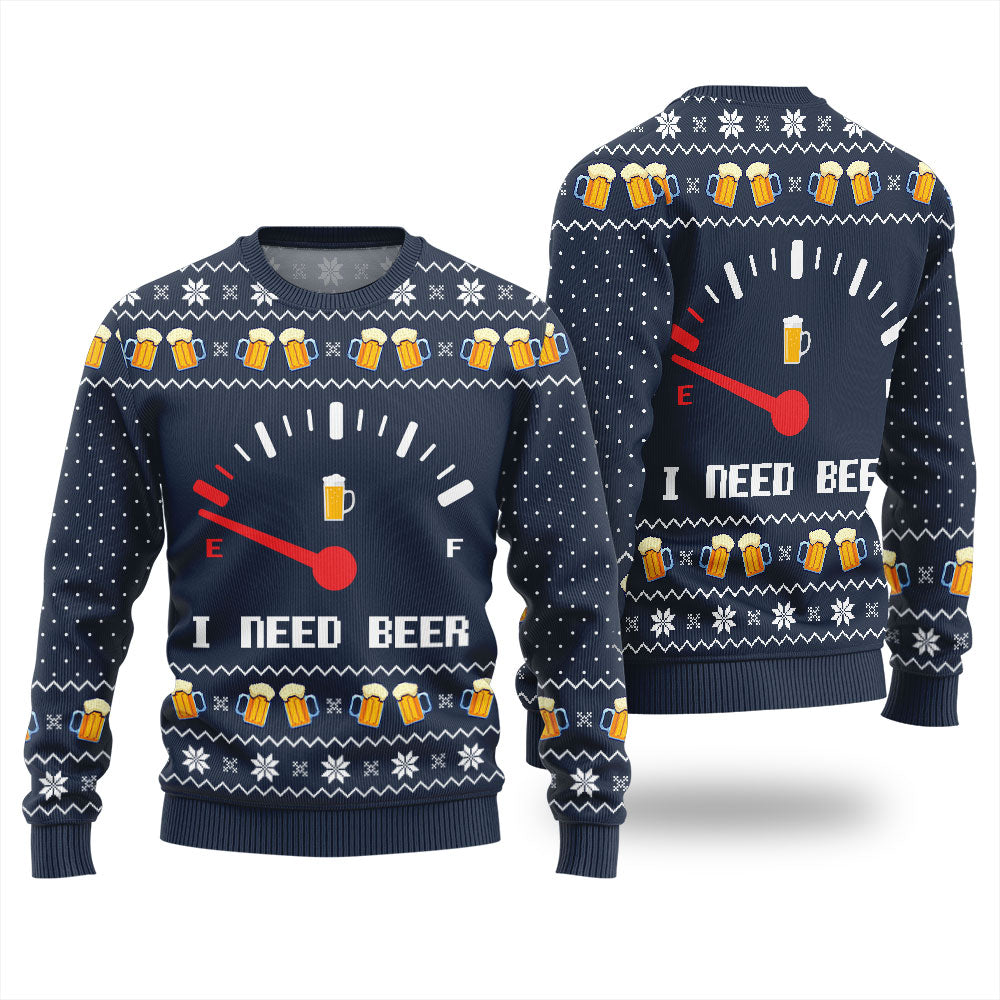 Funny I Need Beer Ugly Christmas Sweater