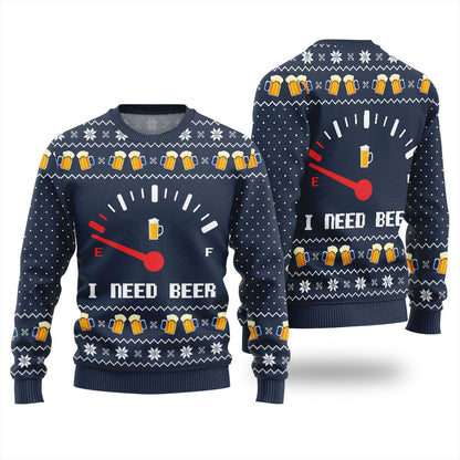 Funny I Need Beer Ugly Christmas Sweater