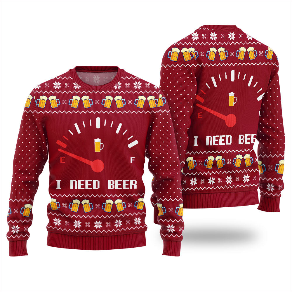 Funny I Need Beer Ugly Christmas Sweater