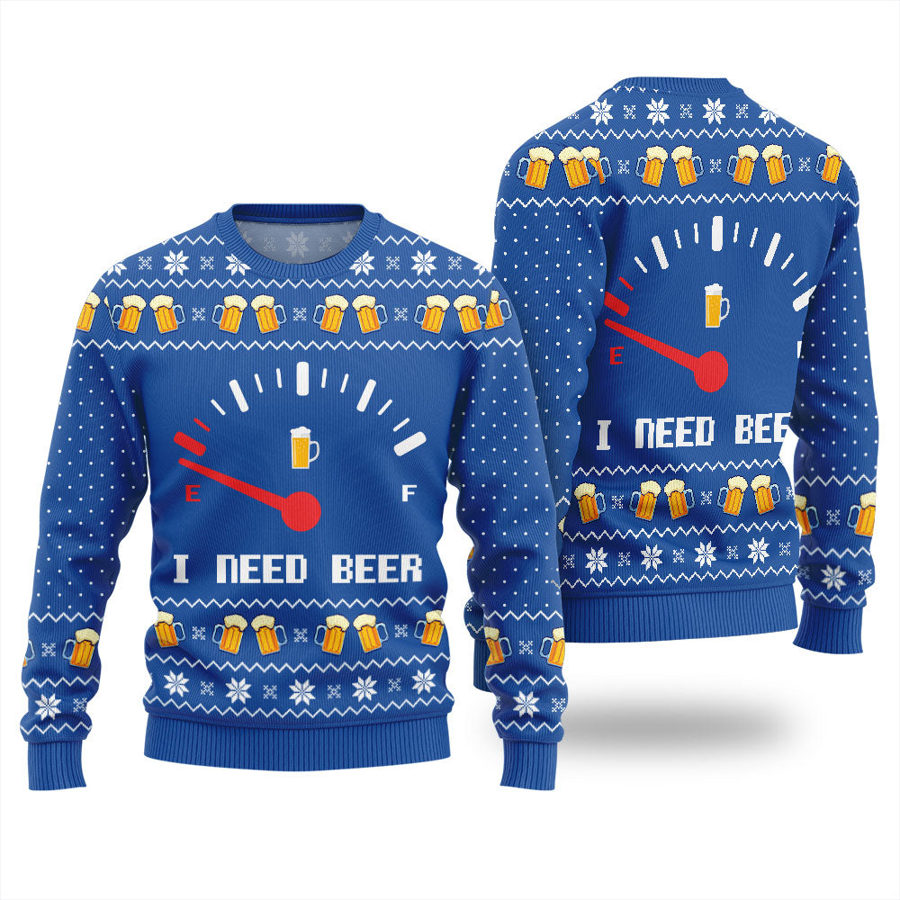Funny I Need Beer Ugly Christmas Sweater
