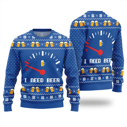 Funny I Need Beer Ugly Christmas Sweater