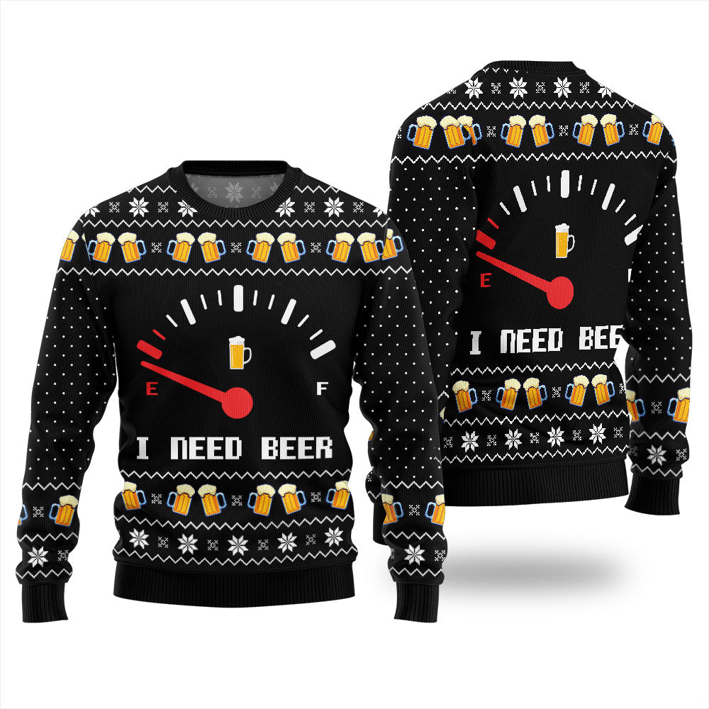 Funny I Need Beer Ugly Christmas Sweater