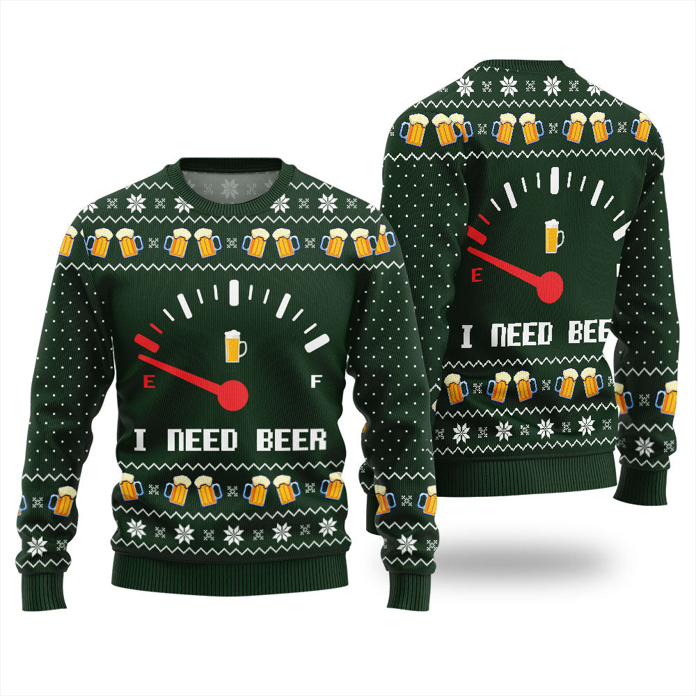 Funny I Need Beer Ugly Christmas Sweater