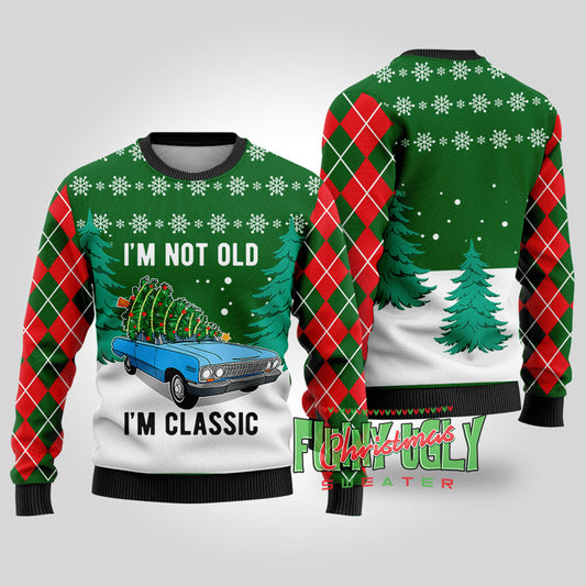 Funny I Am Classic Ugly Christmas Sweater Forest Green