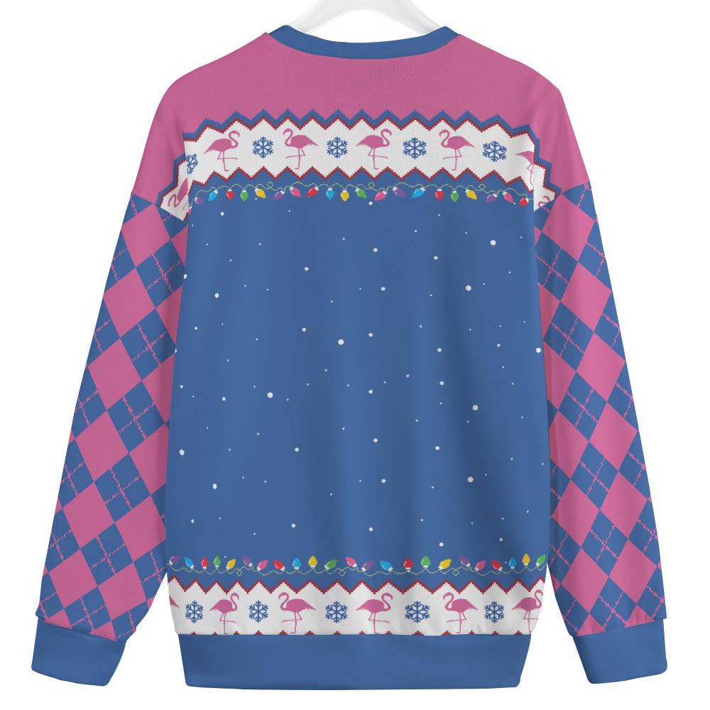 Funny Jolly Flamingo Mens Big And Tall Christmas Sweater