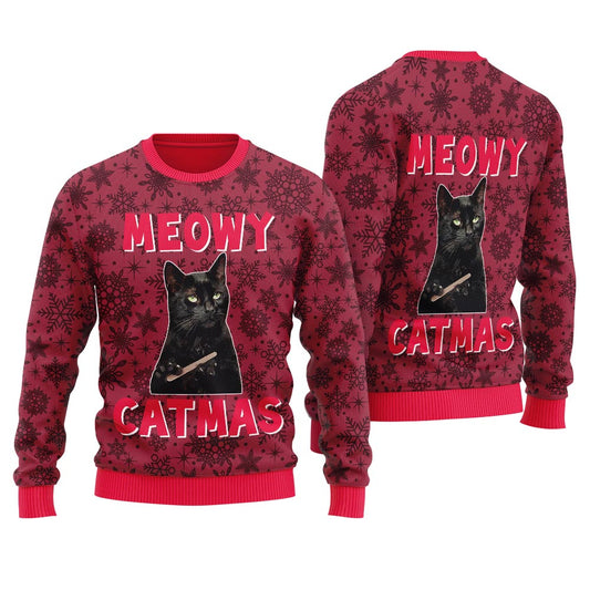 Funny Judging Cat Men's Ugly Christmas Sweater