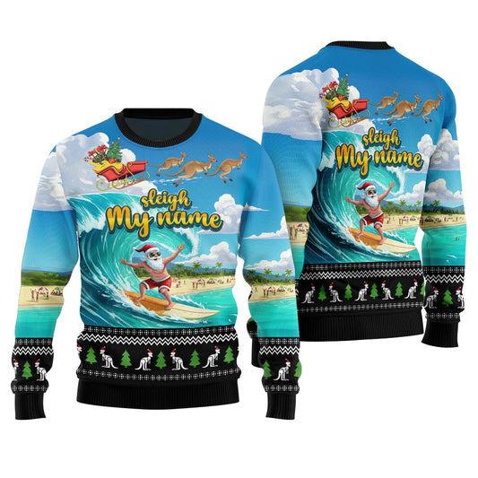 Funny Kangaroo Sleigh Ride Goes Australia Ugly Christmas Sweater
