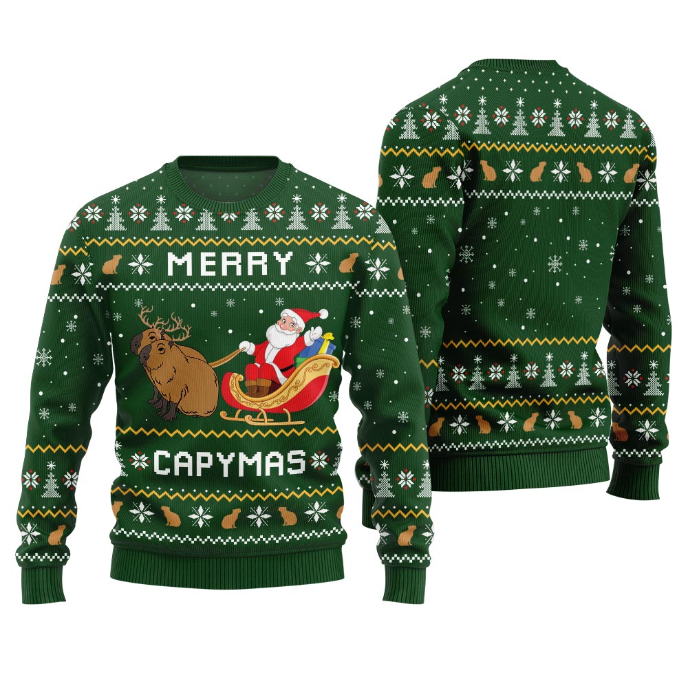 Funny Merry Capybara Christmas Sweater