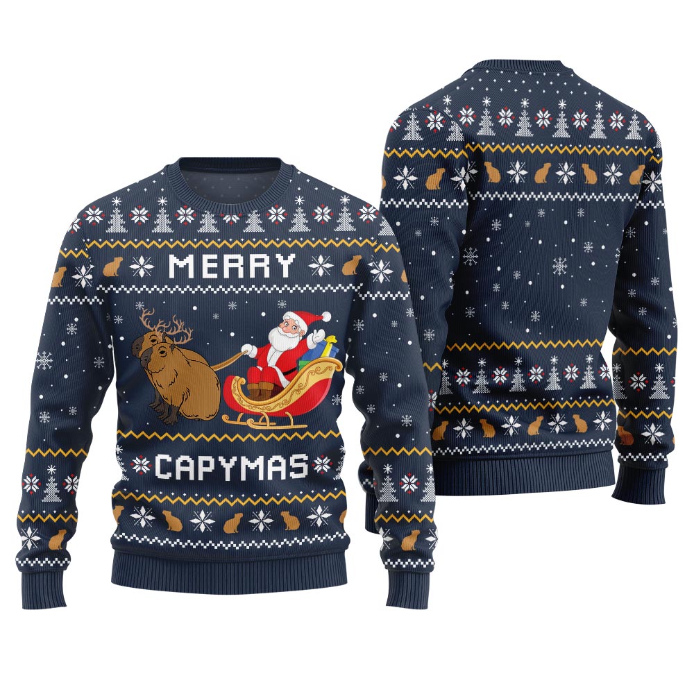 Funny Merry Capybara Christmas Sweater