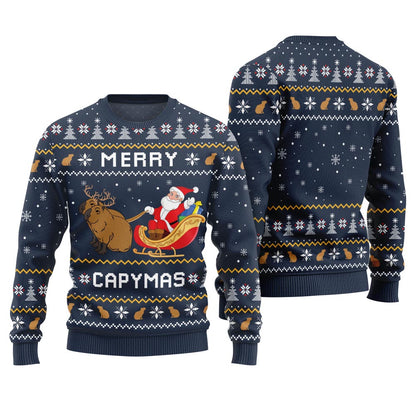 Funny Merry Capybara Christmas Sweater