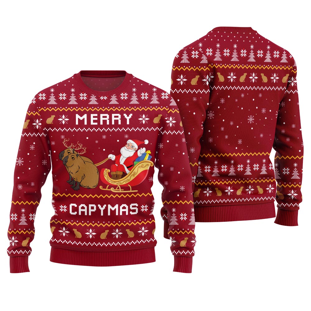 Funny Merry Capybara Christmas Sweater
