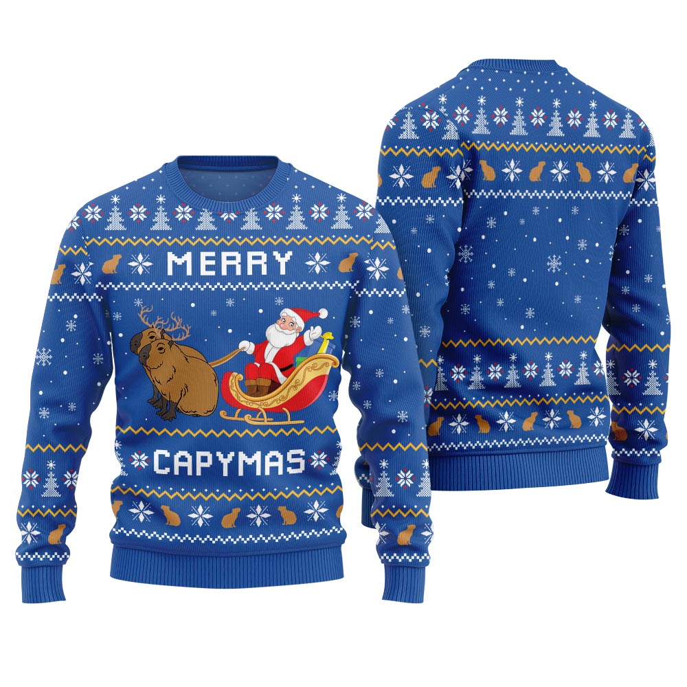 Funny Merry Capybara Christmas Sweater