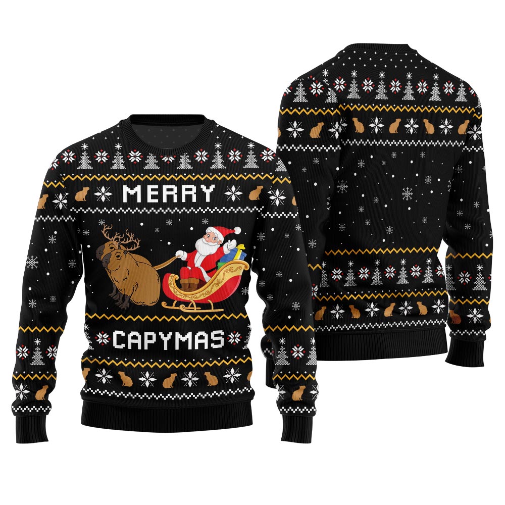 Funny Merry Capybara Christmas Sweater