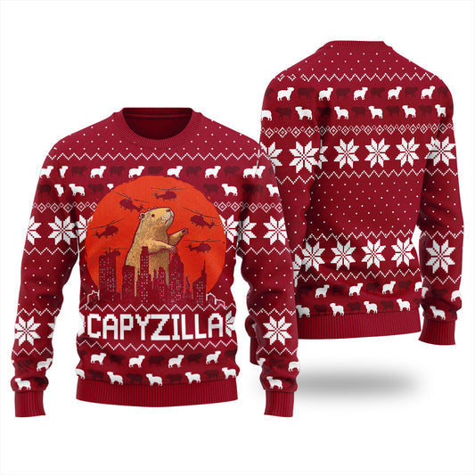 Funny Monster Capybara Christmas Sweater Women