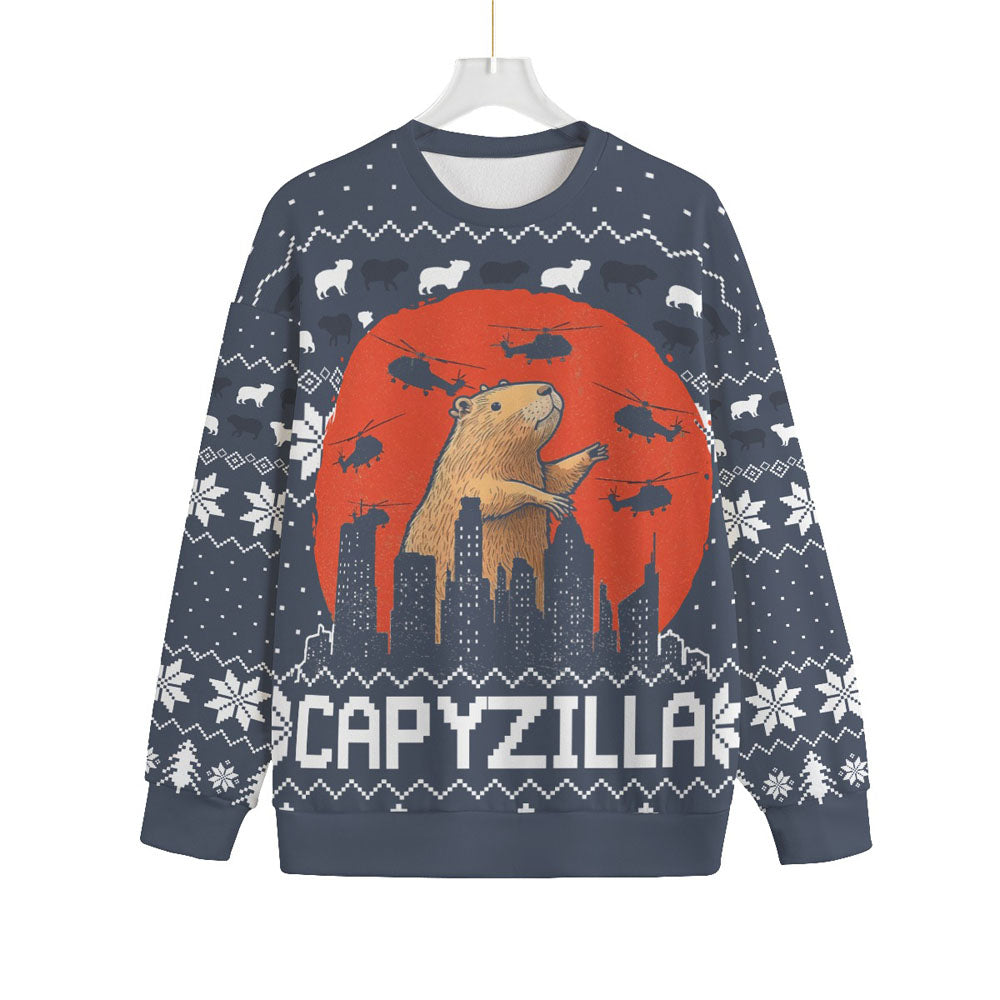 Funny Monster Capybara Plus Size Christmas Sweater