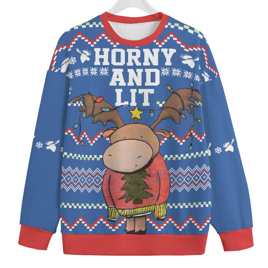 Funny Moose Men's Plus Size Ugly Christmas Sweater