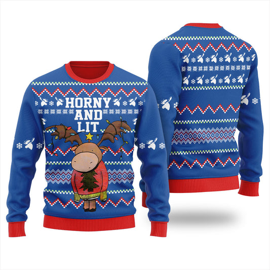 Funny Moose Ugly Sweater Men's