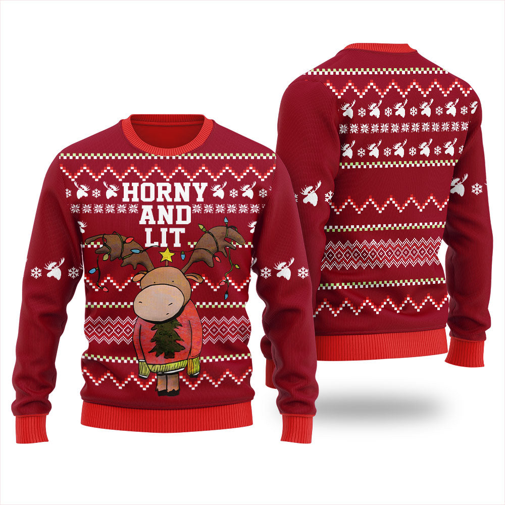 Funny Moose Ugly Sweater Men's