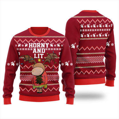 Funny Moose Ugly Sweater Men's