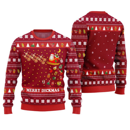 Funny Naughty Merry Dickmas Ugly Xmas Sweater