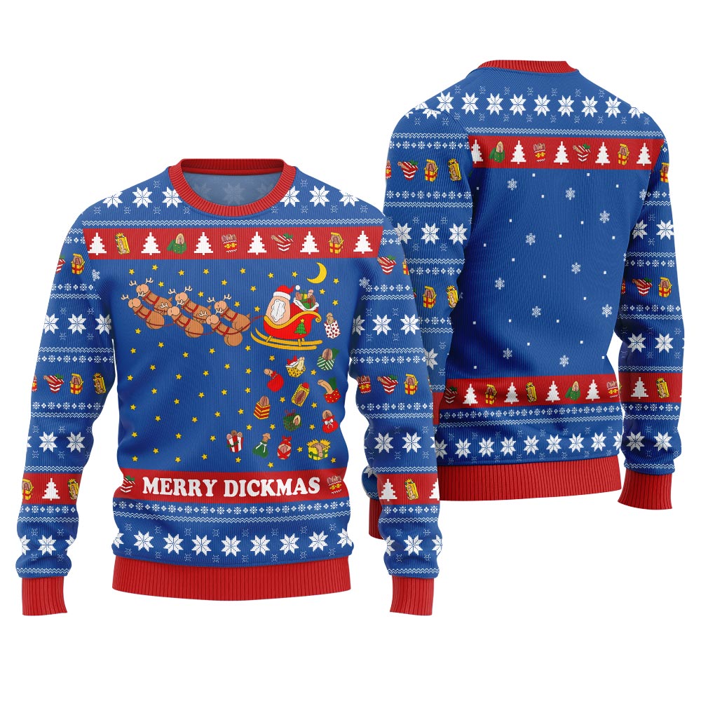 Funny Naughty Merry Dickmas Ugly Xmas Sweater