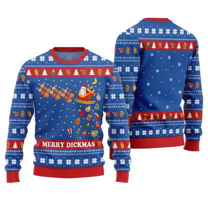 Funny Naughty Merry Dickmas Ugly Xmas Sweater