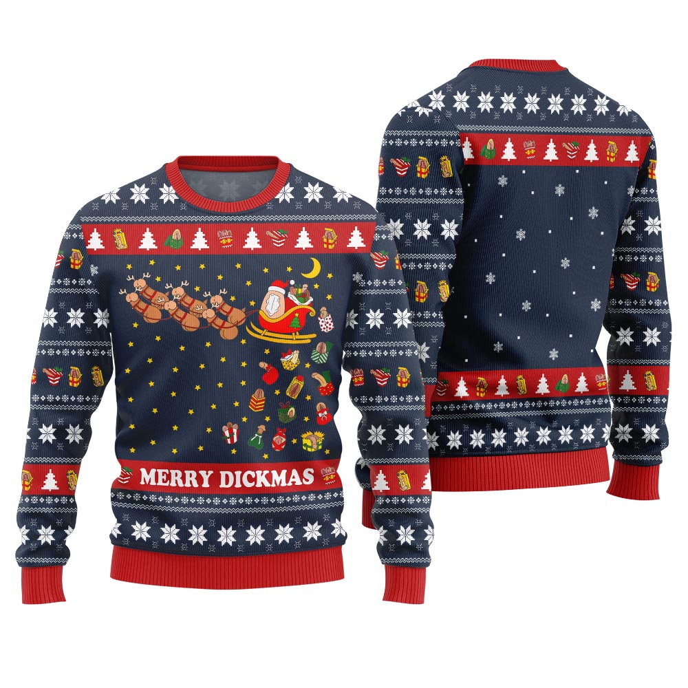 Funny Naughty Merry Dickmas Ugly Xmas Sweater