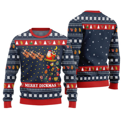 Funny Naughty Merry Dickmas Ugly Xmas Sweater