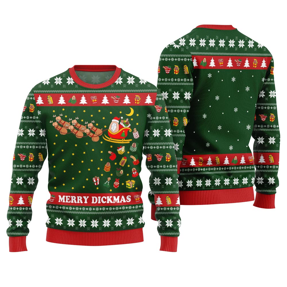 Funny Naughty Merry Dickmas Ugly Xmas Sweater