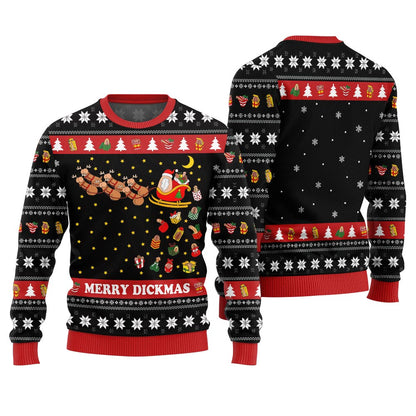 Funny Naughty Merry Dickmas Ugly Xmas Sweater