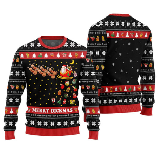 Funny Naughty Merry Dickmas Ugly Xmas Sweater