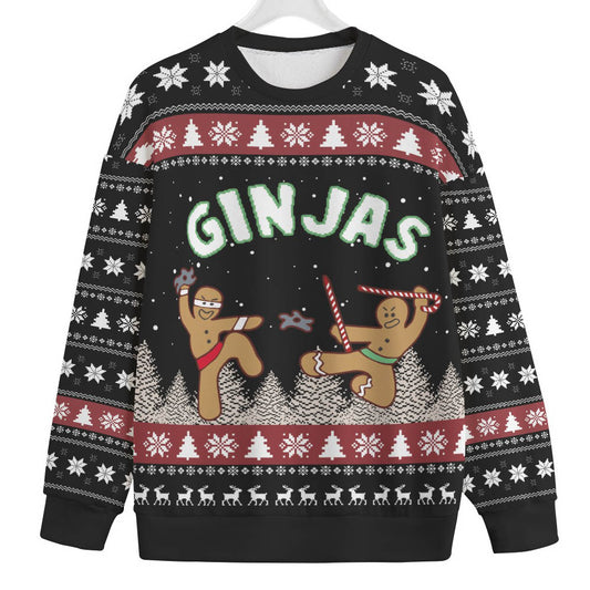 Funny Ninja Gingerbread Big And Tall Ugly Christmas Sweater
