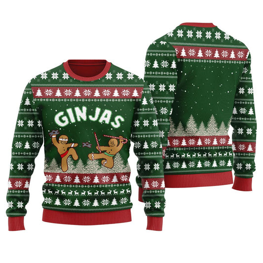 Funny Ninja Gingerbread Christmas Sweater
