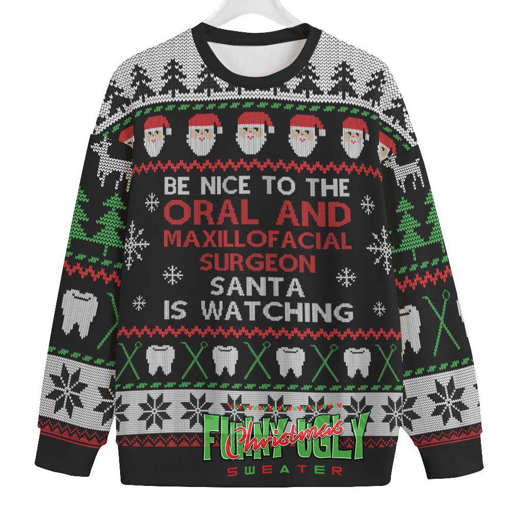 Funny Oral And Maxillofacial Surgeon Ugly Christmas Sweater Black