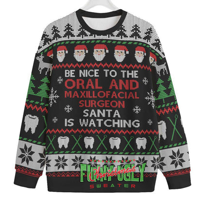 Funny Oral And Maxillofacial Surgeon Ugly Christmas Sweater Black