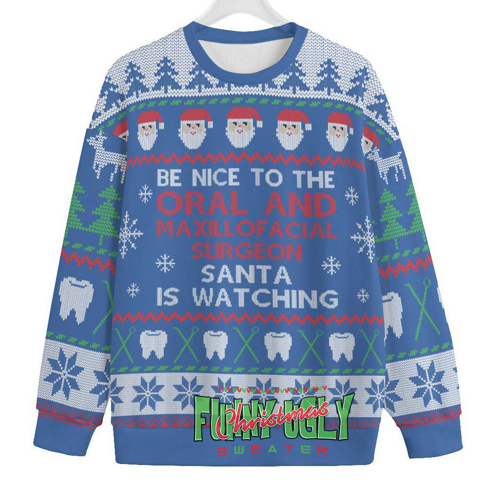 Funny Oral And Maxillofacial Surgeon Ugly Christmas Sweater Royal