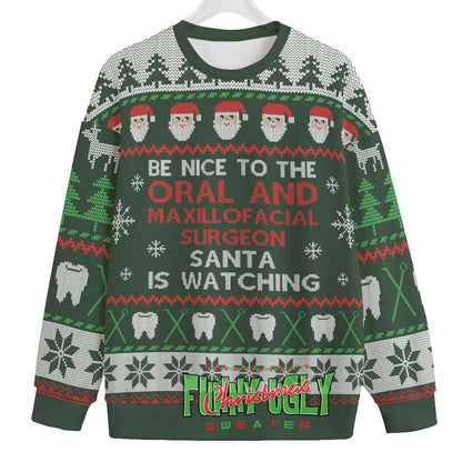 Funny Oral And Maxillofacial Surgeon Ugly Sweater Forest Green