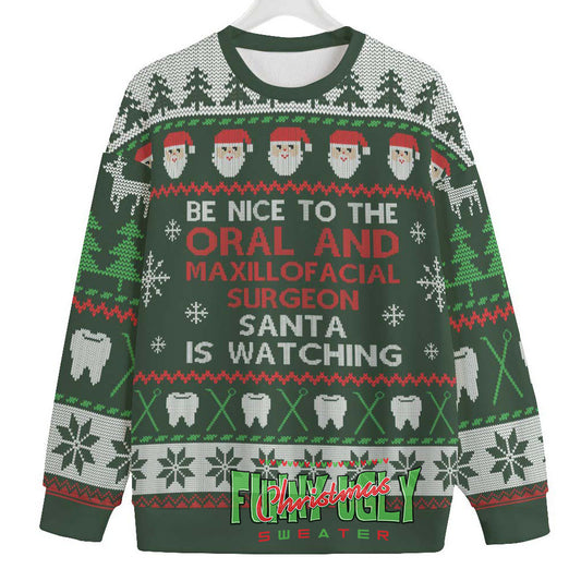Funny Oral And Maxillofacial Surgeon Ugly Sweater Forest Green