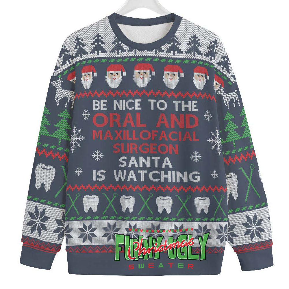 Funny Oral And Maxillofacial Surgeon Ugly Sweater Navy