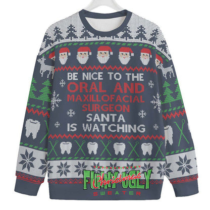 Funny Oral And Maxillofacial Surgeon Ugly Sweater Navy