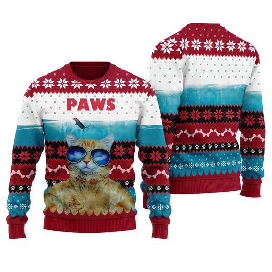 Funny Paws Cat Christmas Ugly Sweater Women's