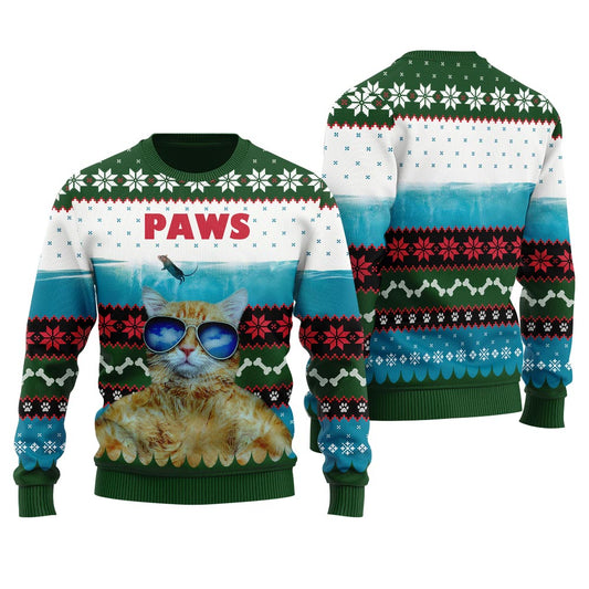 Funny Paws Christmas Cat Ugly Sweater